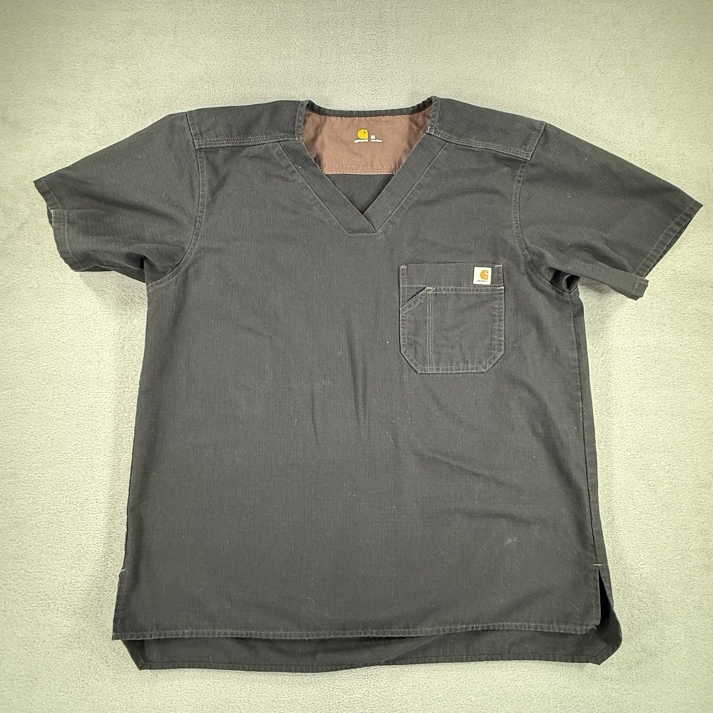 Carhartt‎ Scrub Top Mens M Black Ribstop Pockets Medical Classic Nurse Workwear